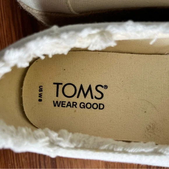 Toms White Espadrille Platform Slip-Ons with Jute Sole - Picture 7 of 8